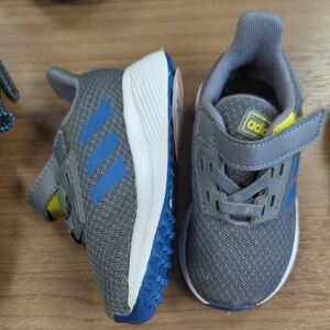 Adidas Gray and Blue Sneakers with Velcro Closure